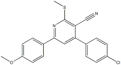 4-(4-chlorophenyl)-6-(4-methoxyphenyl)-2-(methylsulfanyl)nicotinonitrile 结构式