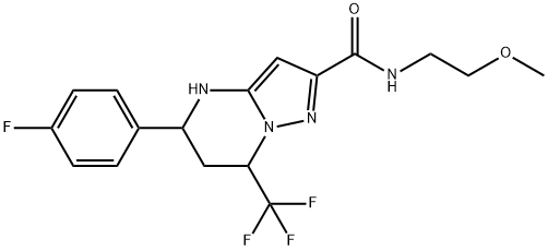 5-(4-fluorophenyl)-N-(2-methoxyethyl)-7-(trifluoromethyl)-4,5,6,7-tetrahydropyrazolo[1,5-a]pyrimidine-2-carboxamide 结构式