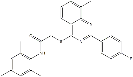 2-{[2-(4-fluorophenyl)-8-methyl-4-quinazolinyl]sulfanyl}-N-mesitylacetamide 结构式