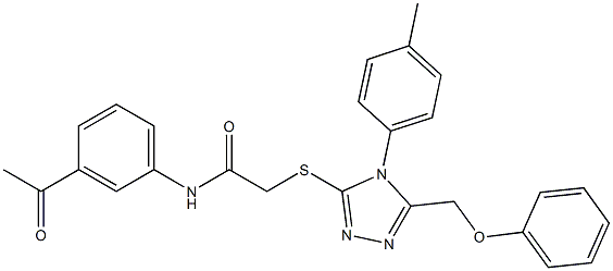 N-(3-acetylphenyl)-2-{[4-(4-methylphenyl)-5-(phenoxymethyl)-4H-1,2,4-triazol-3-yl]sulfanyl}acetamide 结构式