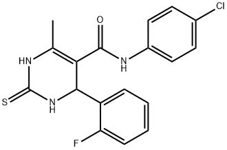 N-(4-chlorophenyl)-4-(2-fluorophenyl)-6-methyl-2-thioxo-1,2,3,4-tetrahydro-5-pyrimidinecarboxamide 结构式