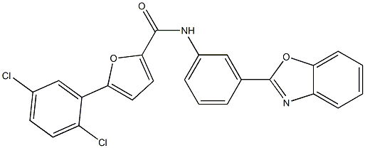 N-[3-(1,3-benzoxazol-2-yl)phenyl]-5-(2,5-dichlorophenyl)-2-furamide 结构式