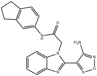 2-[2-(4-amino-1,2,5-oxadiazol-3-yl)-1H-benzimidazol-1-yl]-N-(2,3-dihydro-1H-inden-5-yl)acetamide 结构式