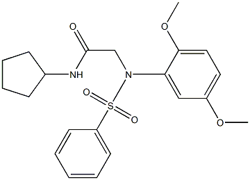 N-cyclopentyl-2-[2,5-dimethoxy(phenylsulfonyl)anilino]acetamide 结构式