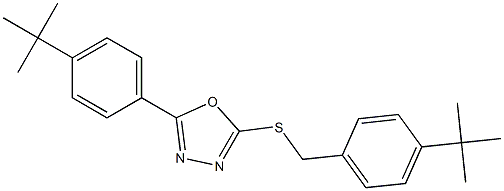 4-tert-butylbenzyl 5-(4-tert-butylphenyl)-1,3,4-oxadiazol-2-yl sulfide 结构式