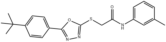 2-{[5-(4-tert-butylphenyl)-1,3,4-oxadiazol-2-yl]sulfanyl}-N-(3-methylphenyl)acetamide 结构式