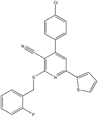 4-(4-chlorophenyl)-2-[(2-fluorobenzyl)sulfanyl]-6-(2-thienyl)nicotinonitrile 结构式