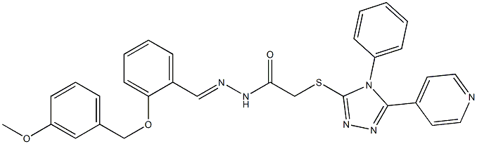 N'-{2-[(3-methoxybenzyl)oxy]benzylidene}-2-{[4-phenyl-5-(4-pyridinyl)-4H-1,2,4-triazol-3-yl]sulfanyl}acetohydrazide 结构式
