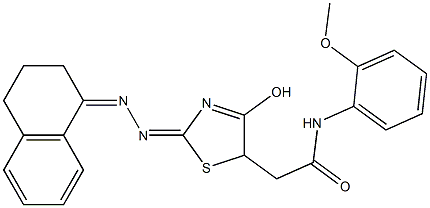 2-[2-(3,4-dihydro-1(2H)-naphthalenylidenehydrazono)-4-hydroxy-2,5-dihydro-1,3-thiazol-5-yl]-N-(2-methoxyphenyl)acetamide 结构式