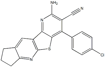 2-amino-4-(4-chlorophenyl)-8,9-dihydro-7H-cyclopenta[b]pyrido[2',3':4,5]thieno[3,2-e]pyridine-3-carbonitrile 结构式
