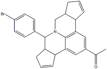 1-[7-(4-bromophenyl)-3b,6,6a,7,9,9a,10,12a-octahydrocyclopenta[c]cyclopenta[4,5]pyrido[3,2,1-ij]quinolin-2-yl]ethanone 结构式