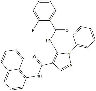 5-[(2-fluorobenzoyl)amino]-N-(1-naphthyl)-1-phenyl-1H-pyrazole-4-carboxamide 结构式