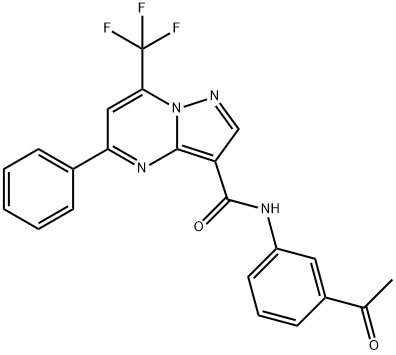 N-(3-acetylphenyl)-5-phenyl-7-(trifluoromethyl)pyrazolo[1,5-a]pyrimidine-3-carboxamide 结构式