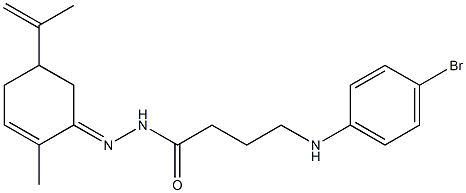 4-(4-bromoanilino)-N'-(5-isopropenyl-2-methyl-2-cyclohexen-1-ylidene)butanohydrazide 结构式