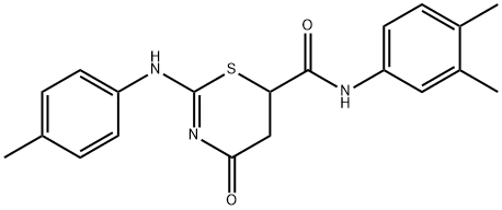 N-(3,4-dimethylphenyl)-4-oxo-2-(4-toluidino)-5,6-dihydro-4H-1,3-thiazine-6-carboxamide 结构式