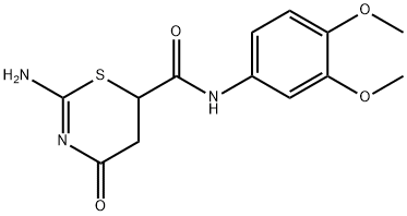 2-amino-N-(3,4-dimethoxyphenyl)-4-oxo-5,6-dihydro-4H-1,3-thiazine-6-carboxamide 结构式