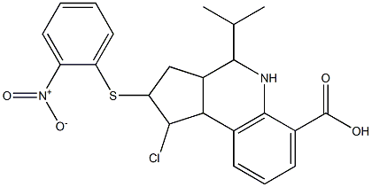 1-chloro-2-({2-nitrophenyl}sulfanyl)-4-(1-methylethyl)-2,3,3a,4,5,9b-hexahydro-1H-cyclopenta[c]quinoline-6-carboxylic acid 结构式