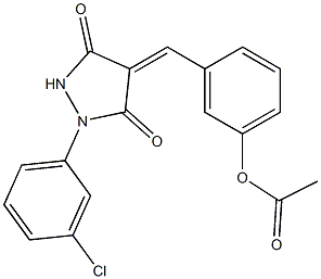 3-{[1-(3-chlorophenyl)-3,5-dioxo-4-pyrazolidinylidene]methyl}phenyl acetate 结构式