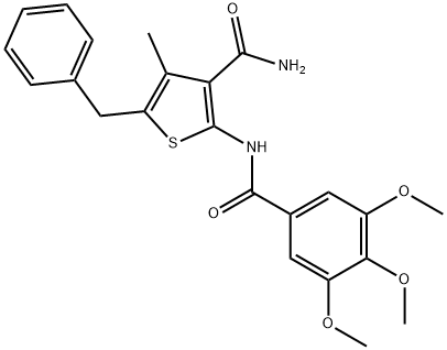 5-benzyl-4-methyl-2-[(3,4,5-trimethoxybenzoyl)amino]-3-thiophenecarboxamide 结构式