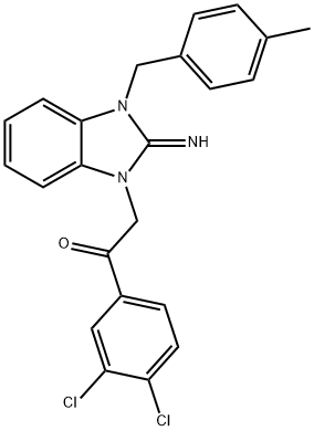 1-(3,4-dichlorophenyl)-2-[2-imino-3-(4-methylbenzyl)-2,3-dihydro-1H-benzimidazol-1-yl]ethanone 结构式