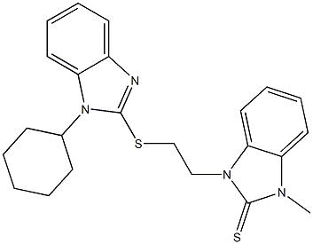 1-{2-[(1-cyclohexyl-1H-benzimidazol-2-yl)sulfanyl]ethyl}-3-methyl-1,3-dihydro-2H-benzimidazole-2-thione 结构式