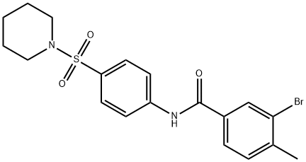 3-bromo-4-methyl-N-[4-(1-piperidinylsulfonyl)phenyl]benzamide 结构式