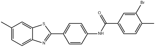 3-bromo-4-methyl-N-[4-(6-methyl-1,3-benzothiazol-2-yl)phenyl]benzamide 结构式
