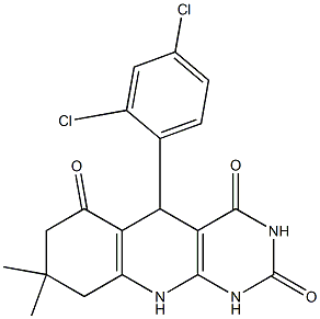 5-(2,4-dichlorophenyl)-8,8-dimethyl-5,8,9,10-tetrahydropyrimido[4,5-b]quinoline-2,4,6(1H,3H,7H)-trione 结构式