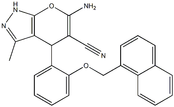 6-amino-3-methyl-4-[2-(1-naphthylmethoxy)phenyl]-1,4-dihydropyrano[2,3-c]pyrazole-5-carbonitrile 结构式