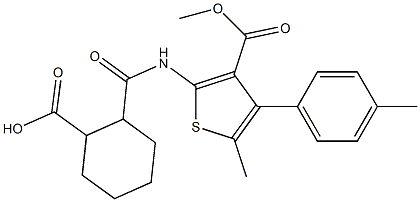 2-({[3-(methoxycarbonyl)-5-methyl-4-(4-methylphenyl)thien-2-yl]amino}carbonyl)cyclohexanecarboxylic acid 结构式