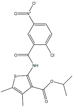 isopropyl 2-({2-chloro-5-nitrobenzoyl}amino)-4,5-dimethyl-3-thiophenecarboxylate 结构式