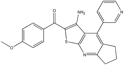 [3-amino-4-(3-pyridinyl)-6,7-dihydro-5H-cyclopenta[b]thieno[3,2-e]pyridin-2-yl](4-methoxyphenyl)methanone 结构式