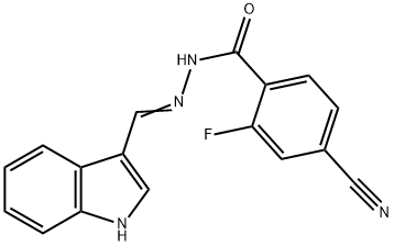 4-cyano-2-fluoro-N'-(1H-indol-3-ylmethylene)benzohydrazide 结构式