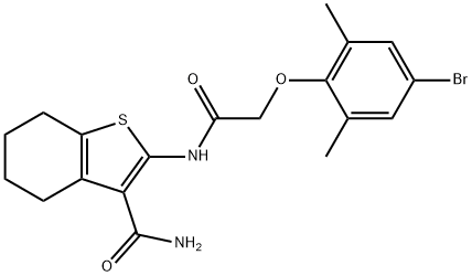 2-{[2-(4-bromo-2,6-dimethylphenoxy)acetyl]amino}-4,5,6,7-tetrahydro-1-benzothiophene-3-carboxamide 结构式