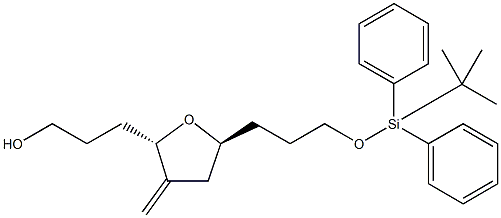 3-((2S，5S)-5-(3-((叔丁基二苯基甲硅烷基)氧基)丙基)-3-亚甲基四氢呋喃-2-基)丙-1-醇 结构式