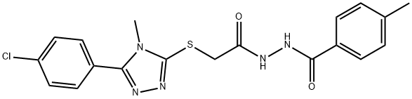 2-{[5-(4-chlorophenyl)-4-methyl-4H-1,2,4-triazol-3-yl]sulfanyl}-N'-(4-methylbenzoyl)acetohydrazide 结构式