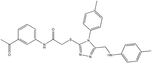 N-(3-acetylphenyl)-2-{[4-(4-methylphenyl)-5-(4-toluidinomethyl)-4H-1,2,4-triazol-3-yl]sulfanyl}acetamide 结构式