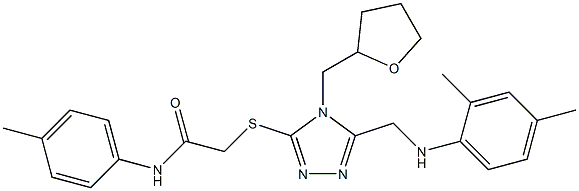 2-{[5-[(2,4-dimethylanilino)methyl]-4-(tetrahydro-2-furanylmethyl)-4H-1,2,4-triazol-3-yl]sulfanyl}-N-(4-methylphenyl)acetamide 结构式