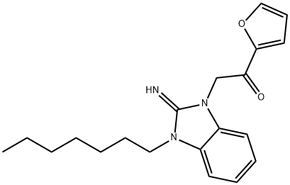 1-(2-furyl)-2-(3-heptyl-2-imino-2,3-dihydro-1H-benzimidazol-1-yl)ethanone 结构式