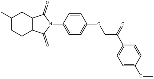 2-{4-[2-(4-methoxyphenyl)-2-oxoethoxy]phenyl}-5-methylhexahydro-1H-isoindole-1,3(2H)-dione 结构式
