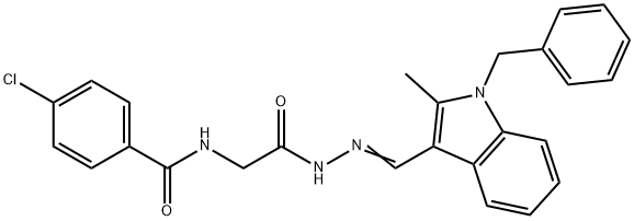 N-(2-{2-[(1-benzyl-2-methyl-1H-indol-3-yl)methylene]hydrazino}-2-oxoethyl)-4-chlorobenzamide 结构式