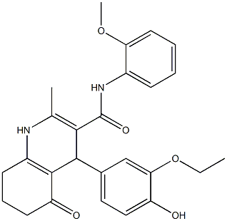 4-[3-(ethyloxy)-4-hydroxyphenyl]-2-methyl-N-[2-(methyloxy)phenyl]-5-oxo-1,4,5,6,7,8-hexahydroquinoline-3-carboxamide 结构式