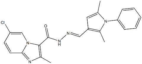 6-chloro-N'-[(2,5-dimethyl-1-phenyl-1H-pyrrol-3-yl)methylene]-2-methylimidazo[1,2-a]pyridine-3-carbohydrazide 结构式