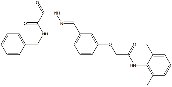 N-benzyl-2-(2-{3-[2-(2,6-dimethylanilino)-2-oxoethoxy]benzylidene}hydrazino)-2-oxoacetamide 结构式