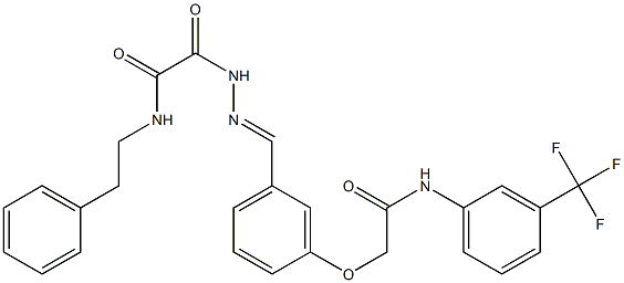 2-oxo-2-[2-(3-{2-oxo-2-[3-(trifluoromethyl)anilino]ethoxy}benzylidene)hydrazino]-N-(2-phenylethyl)acetamide 结构式