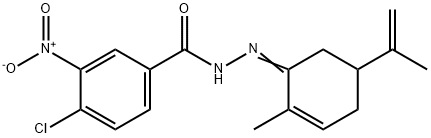 4-chloro-N'-(5-isopropenyl-2-methyl-2-cyclohexen-1-ylidene)-3-nitrobenzohydrazide 结构式