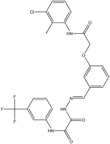 2-(2-{3-[2-(3-chloro-2-methylanilino)-2-oxoethoxy]benzylidene}hydrazino)-2-oxo-N-[3-(trifluoromethyl)phenyl]acetamide 结构式