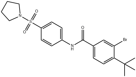 3-bromo-4-(tert-butyl)-N-[4-(1-pyrrolidinylsulfonyl)phenyl]benzamide 结构式