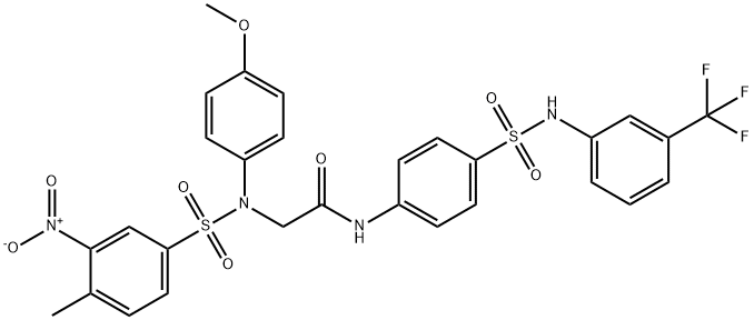 2-[({3-nitro-4-methylphenyl}sulfonyl)-4-methoxyanilino]-N-(4-{[3-(trifluoromethyl)anilino]sulfonyl}phenyl)acetamide 结构式