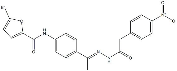 5-bromo-N-{4-[N-({4-nitrophenyl}acetyl)ethanehydrazonoyl]phenyl}-2-furamide 结构式